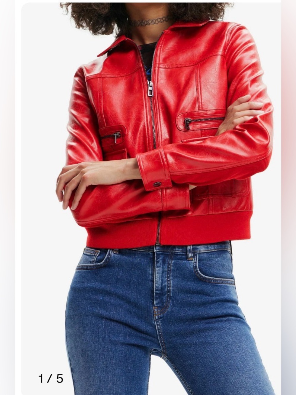 DESIGUAL Red CHAQ_DALLAS faux-leather jacket size small